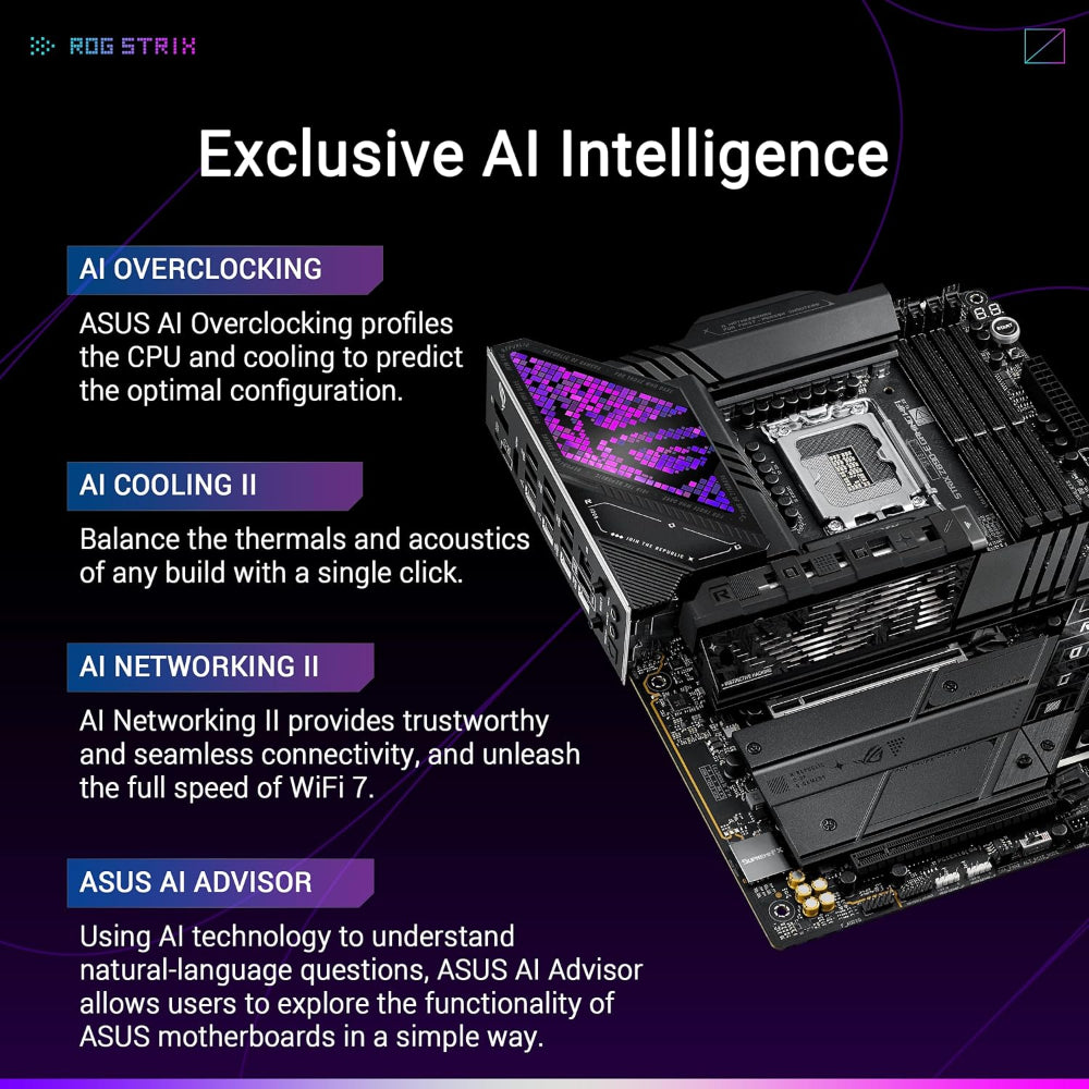 Asus ROG Strix Z890-E Gaming WIFI 7 Motherboard, LGA 1851 Socket, DDR5 Memory
