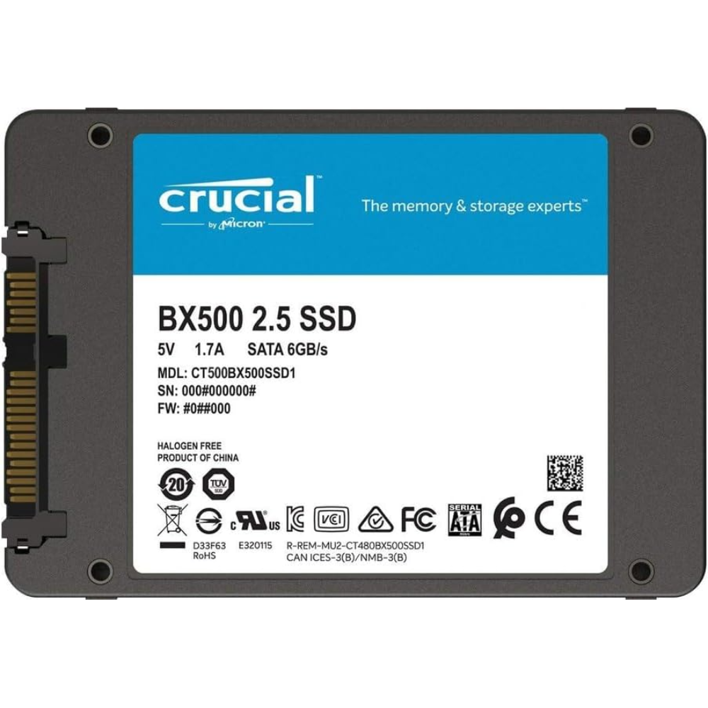 درايف SSD SATA كروشال BX500 سعة 500 جيجابايت - سرعة 550 ميجابايت/ثانية