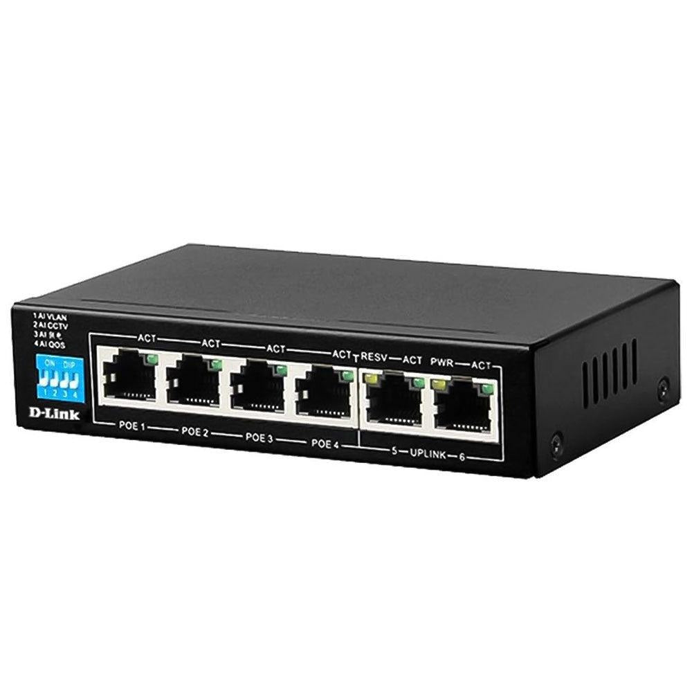 D-Link DES-F1006P-E Unmanaged PoE Switch, 6 Ports