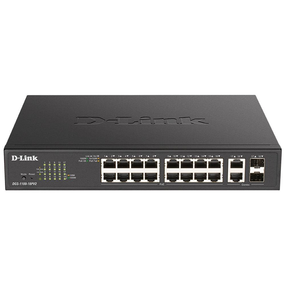 D-Link DGS-1100-18PV2 Managed PoE Switch, 18 Ports