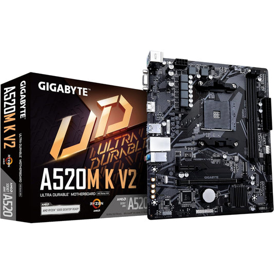 Gigabyte A520M K V2 Motherboard, AM4 Socket, DDR4 Memory