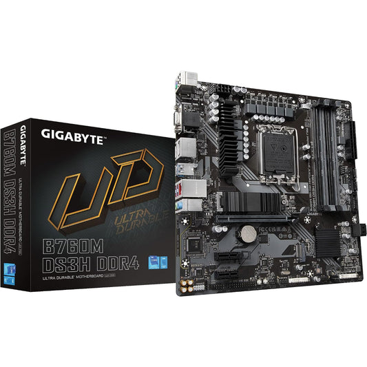 Gigabyte B760M DS3H Motherboard, LGA 1700 Socket, DDR4 Memory