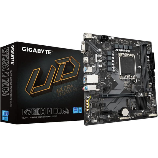 Gigabyte B760M H Motherboard, LGA 1700 Socket, DDR4 Memory