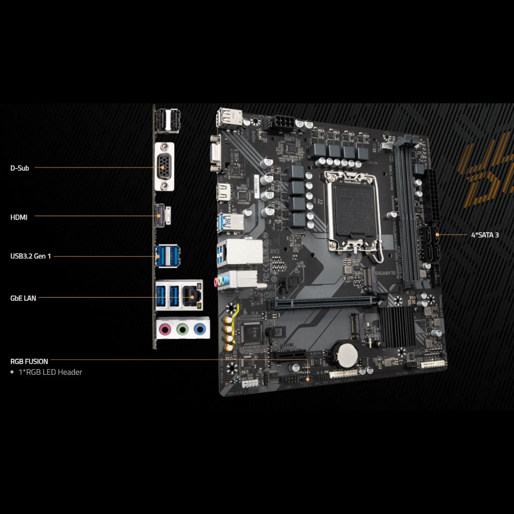 Gigabyte B760M H Motherboard, LGA 1700 Socket, DDR4 Memory