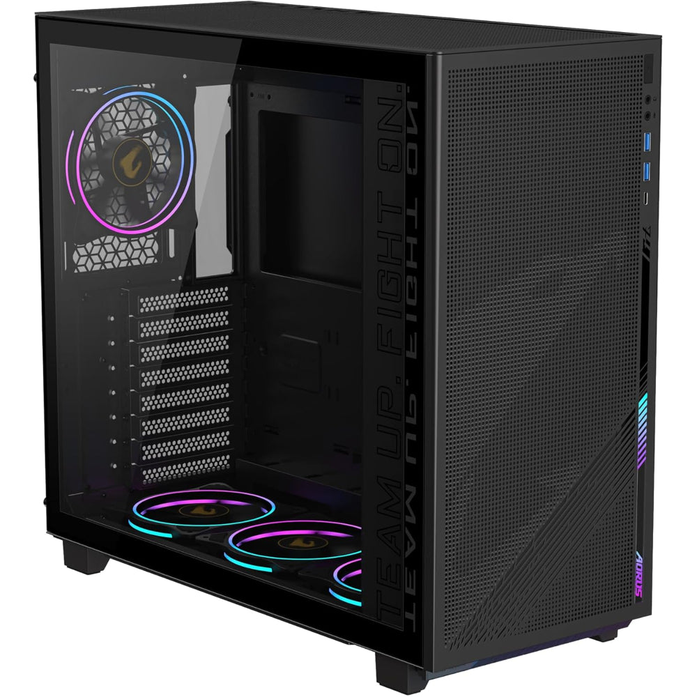 كيسة كمبيوتر ATX متوسطة ​​الحجم جيجابايت اوروس C400 جلاس مع 4 مراوح ARGB