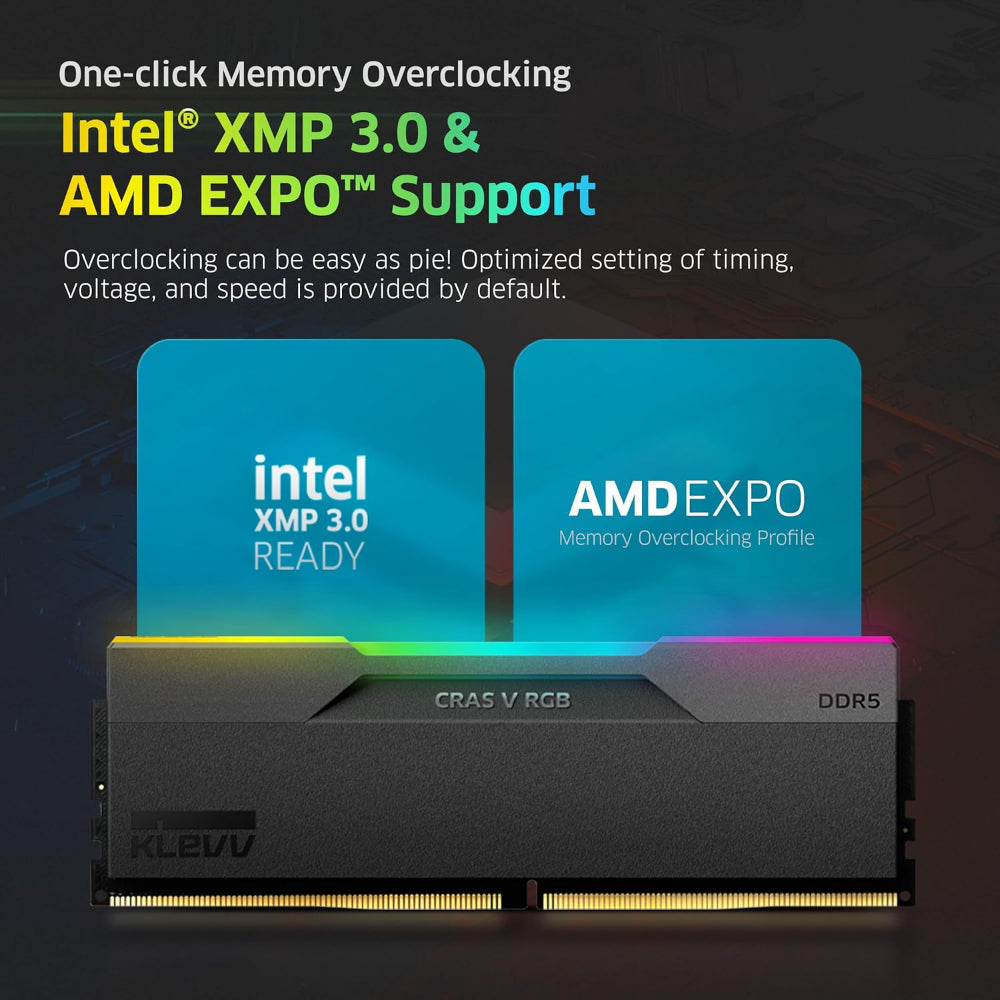 Klevv CRAS V RGB 48GB (2 × 24GB) DDR5 RAM 6400MHz