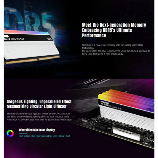 رام DDR5 كليف كراس XR5 RGB سعة 32 جيجابايت (2 × 16 جيجابايت) بسرعة 8000 ميجاهرتز