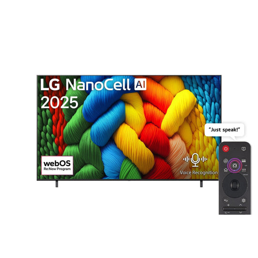 LG 4K NanoCell Smart TV, 65 Inch, with AI Magic Remote - webOS25 65NANO80A6A