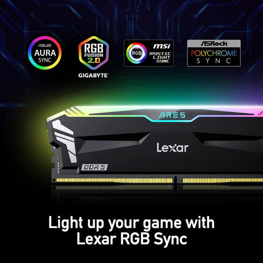 رام DDR5 ليكسار اريس RGB سعة 32 جيجابايت (2 × 16 جيجابايت) بسرعة 6800 ميجاهرتز