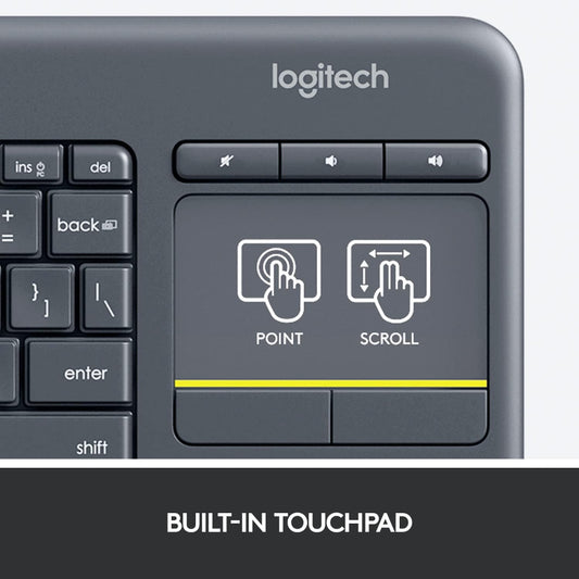 Logitech K400 Plus Wireless Keyboard, With Built-in Touchpad