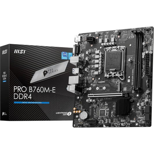 MSI PRO B760M-E Motherboard, LGA 1700 Socket, DDR4 Memory