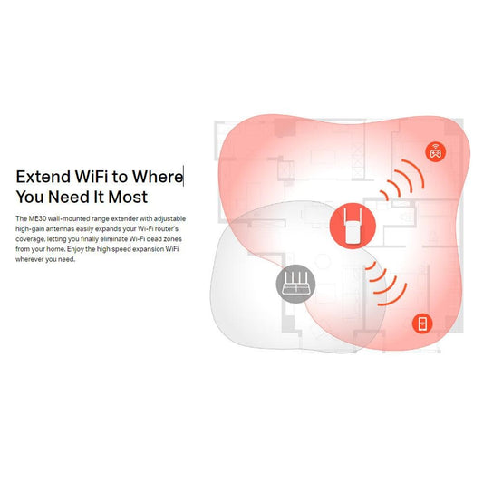 Mercusys ME30 AC1200 Wi-Fi Range Extender, 1200Mbps