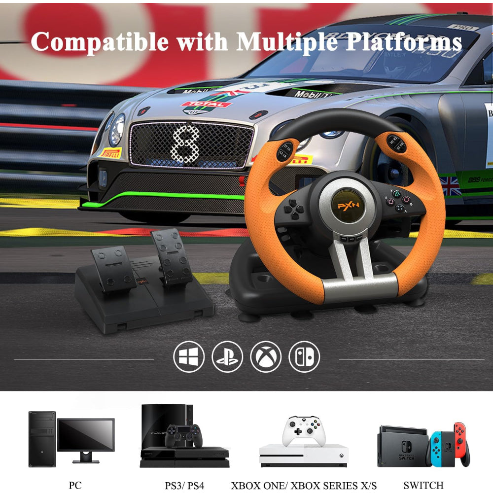 PXN V3II Racing Games Steering Wheel, With Racing Pedals