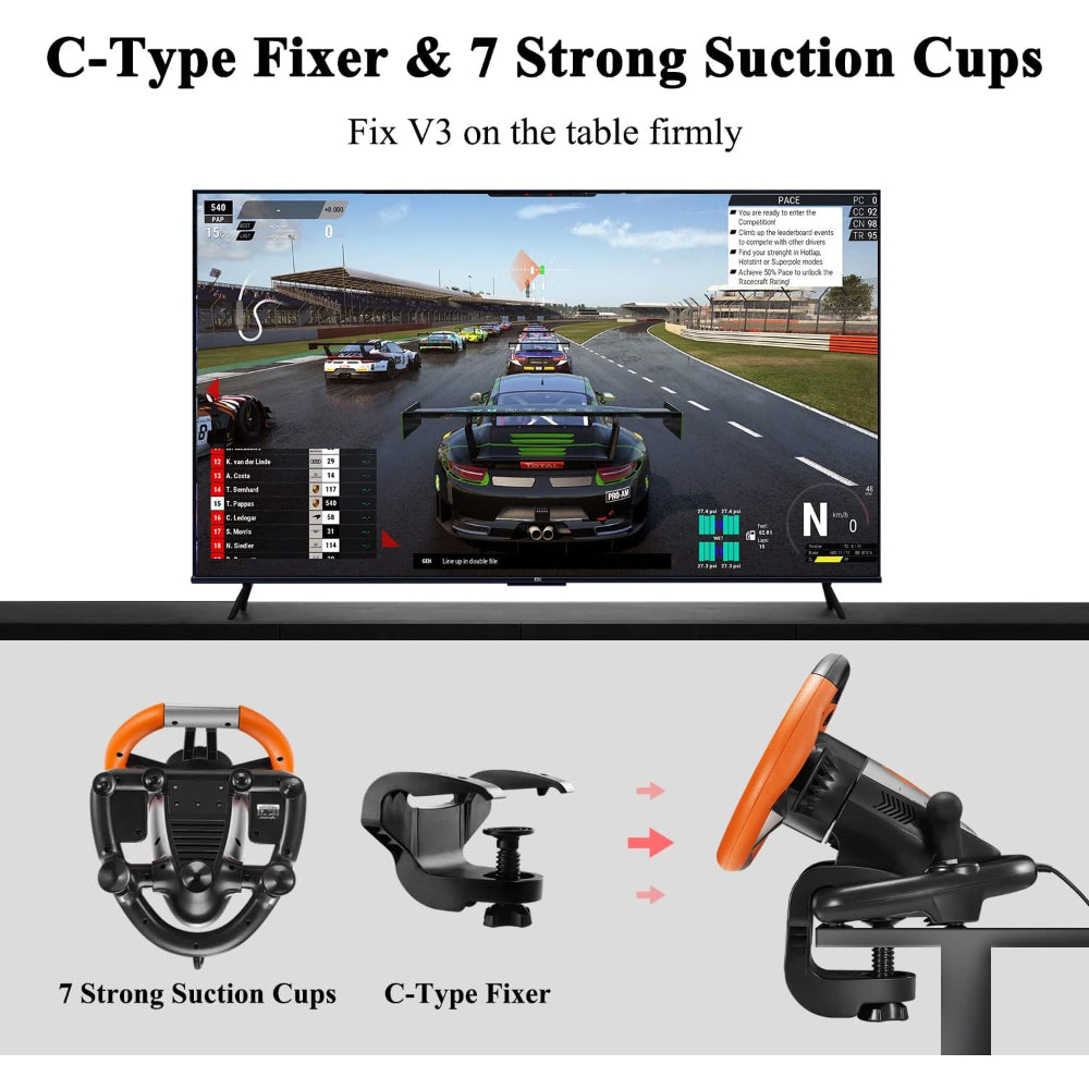 PXN V3II Racing Games Steering Wheel, With Racing Pedals