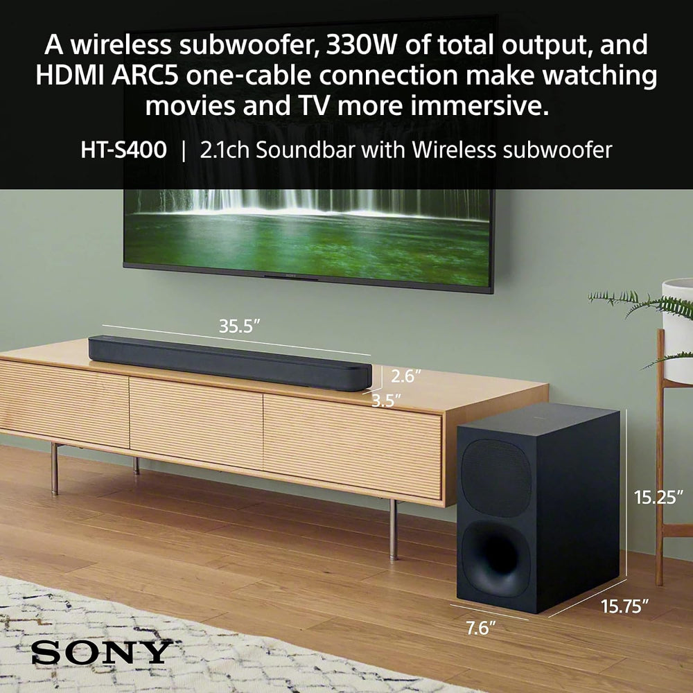 Sony HT-S400 Bluetooth Soundbar with Subwoofer