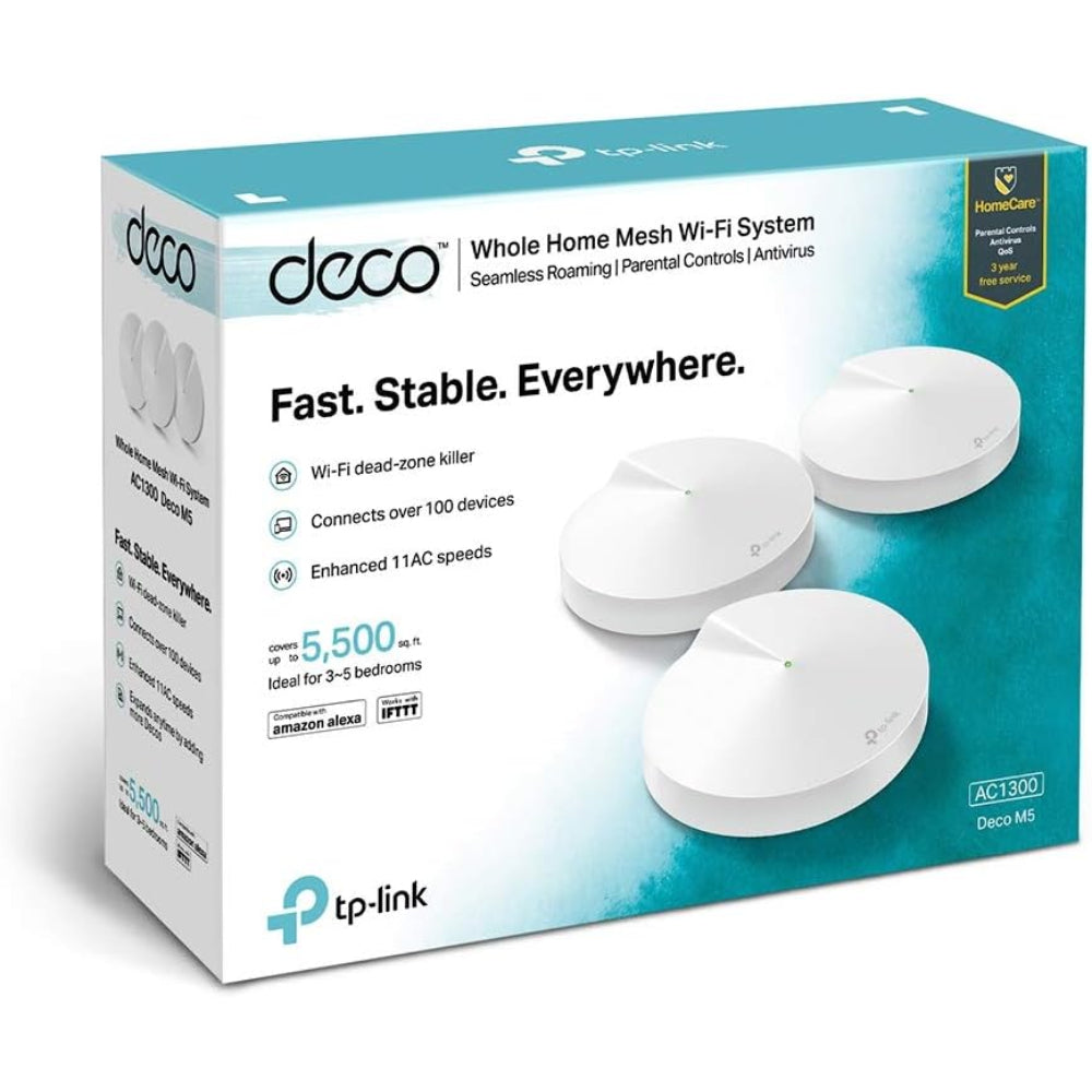 TP-Link Deco M5 AC1300 Home Mesh Wi-Fi System, 1300Mbps (3 Pack)