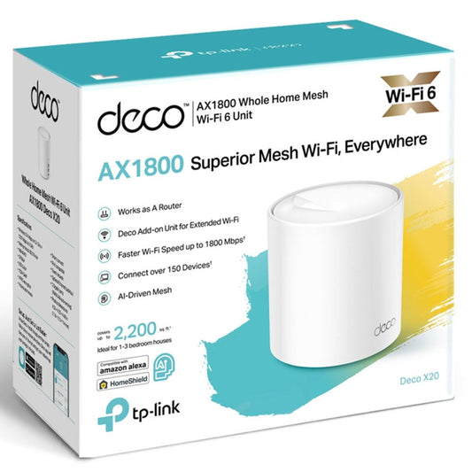 TP-Link Deco X20 AX1800 Home Mesh Wi-Fi 6 System, 1800Mbps (1 Pack)
