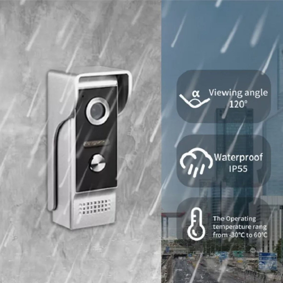 Smart Wi-Fi Doorbell, with Camera and Mobile App - V70MT-M4-HD