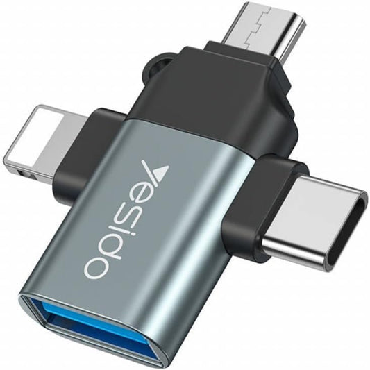 Yesido GS15 USB-A to Micro USB + Lightning + USB-C OTG Adapter