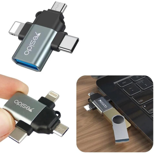 Yesido GS15 USB-A to Micro USB + Lightning + USB-C OTG Adapter