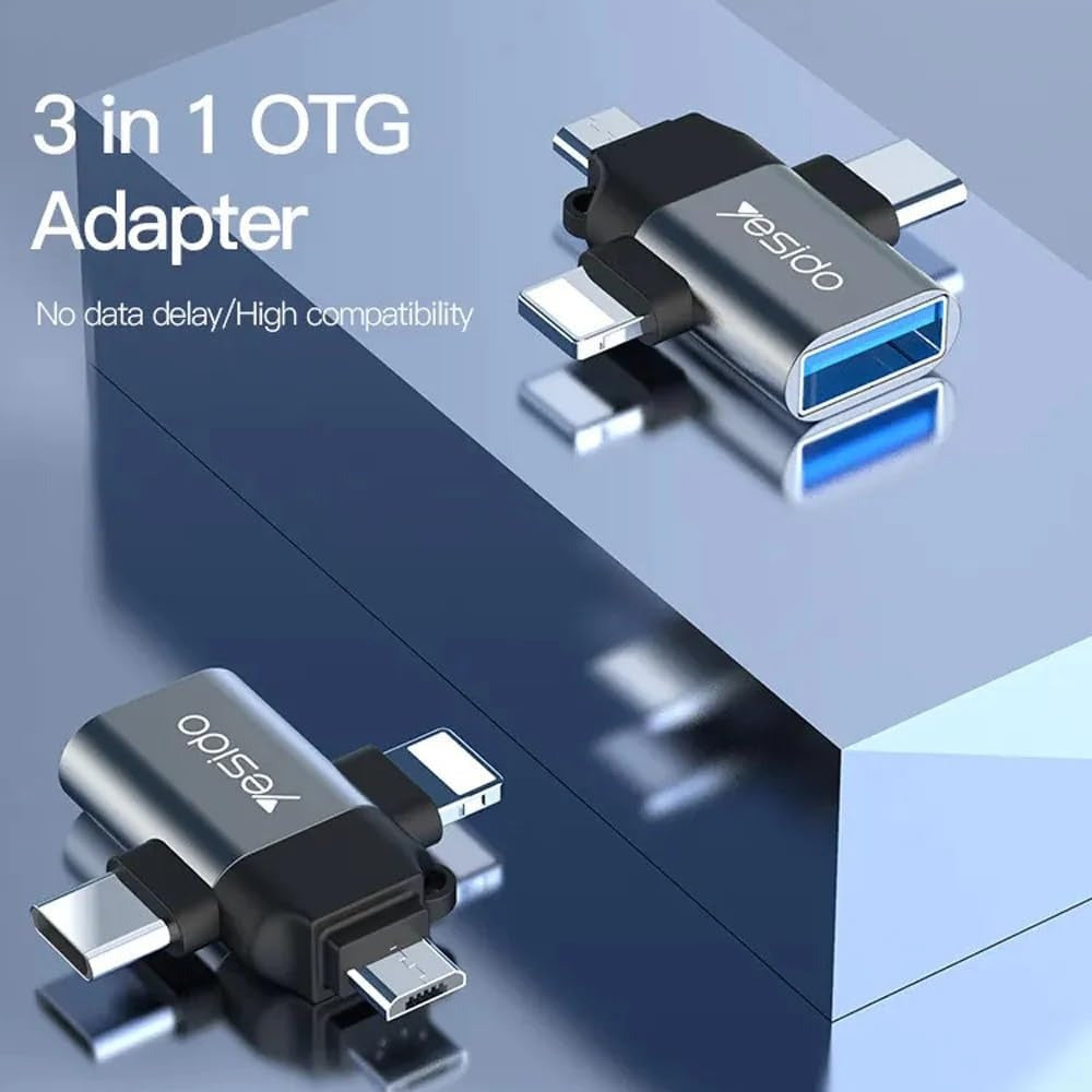 Yesido GS15 USB-A to Micro USB + Lightning + USB-C OTG Adapter